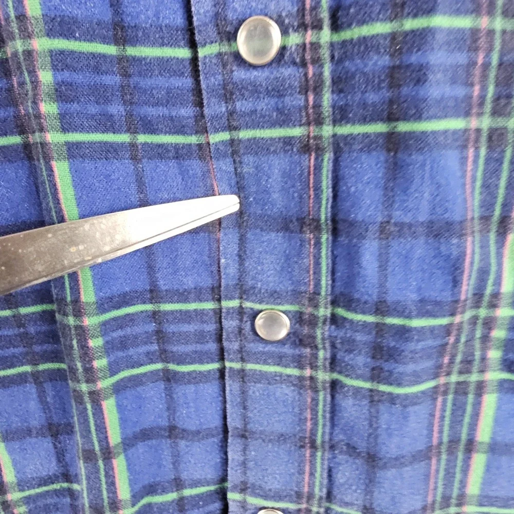 Vintage Williams Bay Pearl Snap Flannel Button Up Shirt Men's Medium Grunge Worn